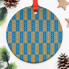 Tartan Pattern Round Ornament (two Sides)