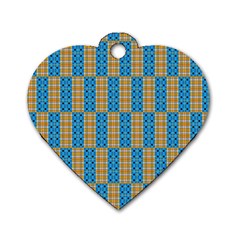 Tartan Pattern Dog Tag Heart (two Sides) by ExtraGoodSauce