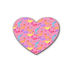 Watercolor Cats Pattern Rubber Coaster (heart)  by ExtraGoodSauce