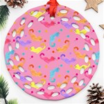 Watercolor Cats Pattern Round Filigree Ornament (Two Sides) Front