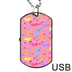 Watercolor Cats Pattern Dog Tag Usb Flash (one Side) by ExtraGoodSauce