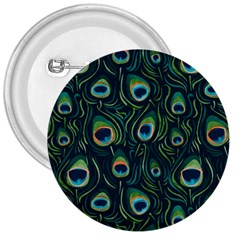 Watercolor Peacock Feather Pattern 3  Buttons by ExtraGoodSauce