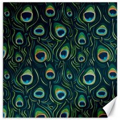 Watercolor Peacock Feather Pattern Canvas 12  X 12  by ExtraAwesomeSauce