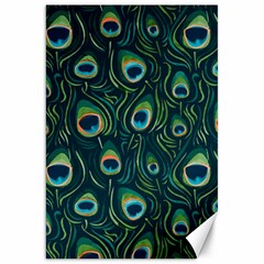 Watercolor Peacock Feather Pattern Canvas 20  X 30  by ExtraGoodSauce