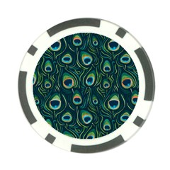 Watercolor Peacock Feather Pattern Poker Chip Card Guard by ExtraAwesomeSauce