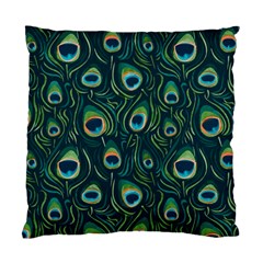 Watercolor Peacock Feather Pattern Standard Cushion Case (one Side) by ExtraGoodSauce