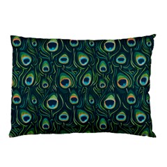 Watercolor Peacock Feather Pattern Pillow Case by ExtraGoodSauce