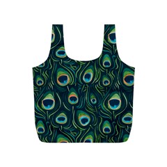 Watercolor Peacock Feather Pattern Full Print Recycle Bag (s)