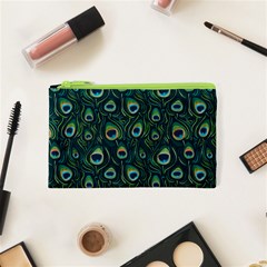 Watercolor Peacock Feather Pattern Cosmetic Bag (xs) by ExtraGoodSauce