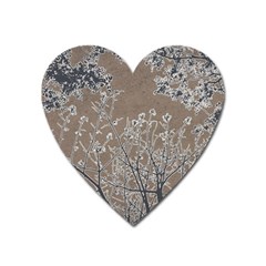 Linear Textured Botanical Motif Design Heart Magnet by dflcprintsclothing