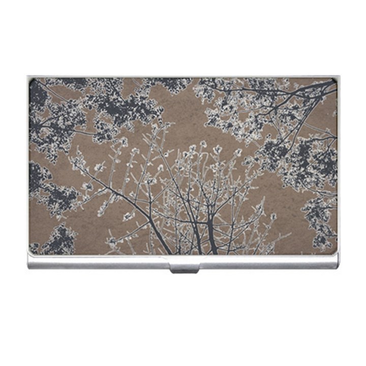 Linear Textured Botanical Motif Design Business Card Holder