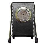 Linear Textured Botanical Motif Design Pen Holder Desk Clock Front