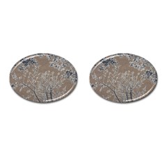 Linear Textured Botanical Motif Design Cufflinks (oval) by dflcprintsclothing