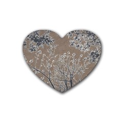 Linear Textured Botanical Motif Design Rubber Coaster (heart) 