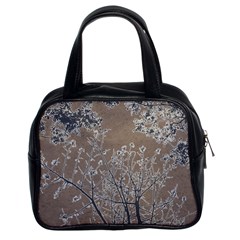 Linear Textured Botanical Motif Design Classic Handbag (two Sides)