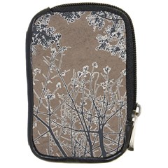 Linear Textured Botanical Motif Design Compact Camera Leather Case by dflcprintsclothing