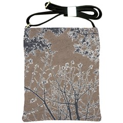 Linear Textured Botanical Motif Design Shoulder Sling Bag by dflcprintsclothing