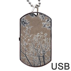 Linear Textured Botanical Motif Design Dog Tag Usb Flash (one Side) by dflcprintsclothing