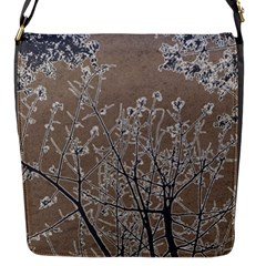 Linear Textured Botanical Motif Design Flap Closure Messenger Bag (s) by dflcprintsclothing