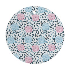 Cute Light Pink And Blue Modern Rose Pattern Ornament (round)