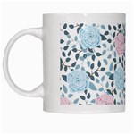 Cute Light Pink And Blue Modern Rose Pattern White Mugs Left