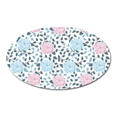 Cute Light Pink And Blue Modern Rose Pattern Oval Magnet by Grafftimi