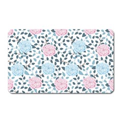 Cute Light Pink And Blue Modern Rose Pattern Magnet (rectangular) by Grafftimi