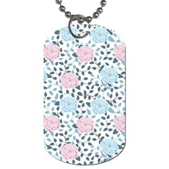 Cute Light Pink And Blue Modern Rose Pattern Dog Tag (two Sides) by Grafftimi