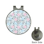 Cute Light Pink And Blue Modern Rose Pattern Hat Clips with Golf Markers Front