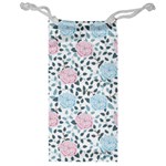 Cute Light Pink And Blue Modern Rose Pattern Jewelry Bag Front