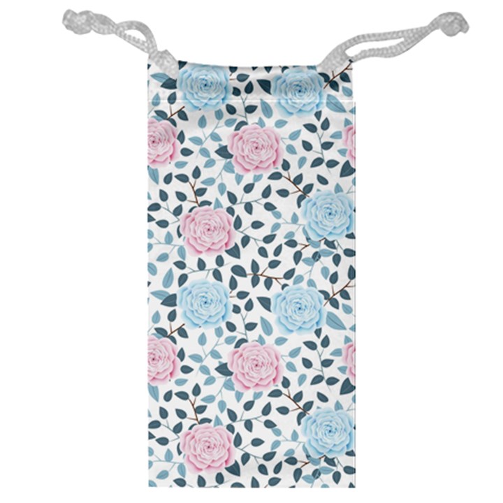 Cute Light Pink And Blue Modern Rose Pattern Jewelry Bag