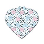 Cute Light Pink And Blue Modern Rose Pattern Dog Tag Heart (One Side) Front