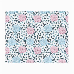 Cute Light Pink And Blue Modern Rose Pattern Small Glasses Cloth (2 Sides) by Grafftimi