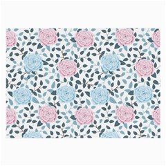 Cute Light Pink And Blue Modern Rose Pattern Large Glasses Cloth by Grafftimi