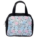 Cute Light Pink And Blue Modern Rose Pattern Classic Handbag (One Side) Front