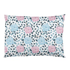 Cute Light Pink And Blue Modern Rose Pattern Pillow Case by Grafftimi