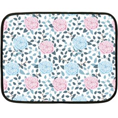 Cute Light Pink And Blue Modern Rose Pattern Double Sided Fleece Blanket (mini) 