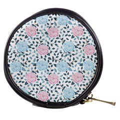 Cute Light Pink And Blue Modern Rose Pattern Mini Makeup Bag by Grafftimi