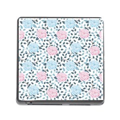 Cute Light Pink And Blue Modern Rose Pattern Memory Card Reader (square 5 Slot) by Grafftimi