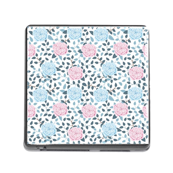 Cute Light Pink And Blue Modern Rose Pattern Memory Card Reader (Square 5 Slot)