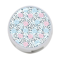 Cute Light Pink And Blue Modern Rose Pattern 4-port Usb Hub (one Side)