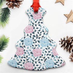 Cute Light Pink And Blue Modern Rose Pattern Christmas Tree Ornament (two Sides) by Grafftimi