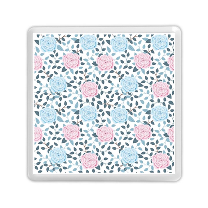 Cute Light Pink And Blue Modern Rose Pattern Memory Card Reader (Square)