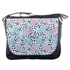 Cute Light Pink And Blue Modern Rose Pattern Messenger Bag