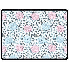 Cute Light Pink And Blue Modern Rose Pattern Double Sided Fleece Blanket (large)  by Grafftimi