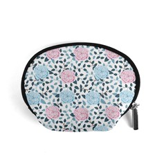 Cute Light Pink And Blue Modern Rose Pattern Accessory Pouch (small) by Grafftimi