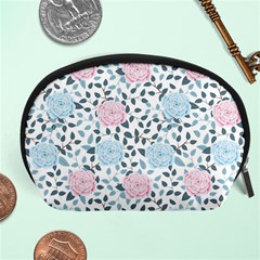 Cute Light Pink And Blue Modern Rose Pattern Accessory Pouch (large) by Grafftimi