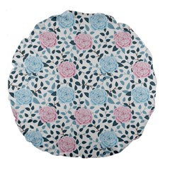 Cute Light Pink And Blue Modern Rose Pattern Large 18  Premium Flano Round Cushions