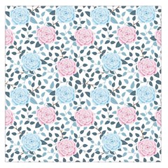 Cute Light Pink And Blue Modern Rose Pattern Large Satin Scarf (square) by Grafftimi