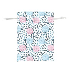 Cute Light Pink And Blue Modern Rose Pattern Lightweight Drawstring Pouch (m)